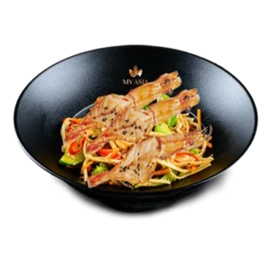 Gambas et nouilles soba