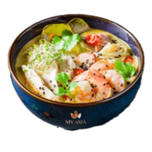 Soupe de nouilles aux crevettes et poulet